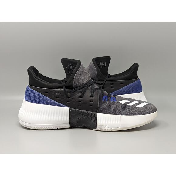 Adidas Men\'s Bounce Damian Lillard 3 Black Blue Basketball Shoes Size 11.5